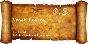 Vanek Etelka névjegykártya